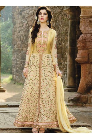 Cream color georgette party wear anarkali