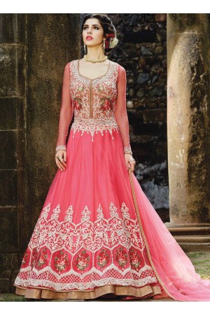 Pink color net party wear Ghagra suit