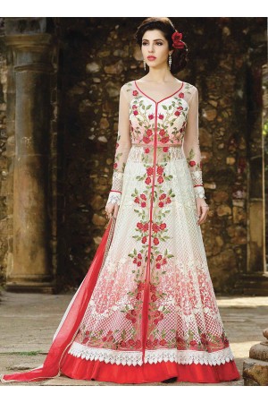 White and red color party wear Ghagra