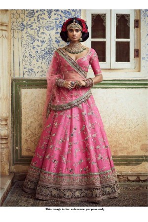 Buy Bollywood Sabyasachi Inspired Lotus pink banarasi silk wedding lehenga  choli in UK, USA and Can