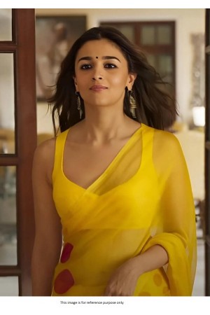 Bollywood Alia Bhatt inspired georgette yellow saree