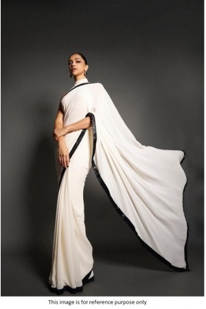 Bollywood Deepika Padukone inspired creamy white georgette saree