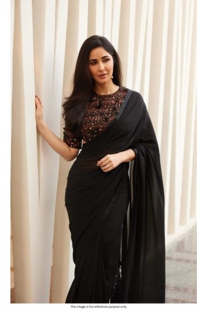 Bollywood Katrina Kaif Inspired black georgette saree