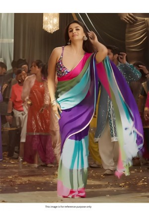 Bollywood Alia Bhatt inspired Georgette Multi color saree