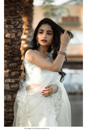 Bollywood Model Pure organza white color saree