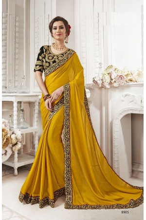 Mustard georgette party wear saree 8905