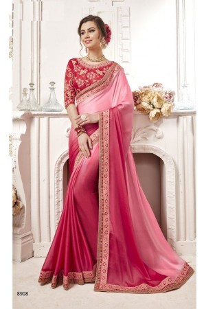 Pink georgette party wear saree 8908