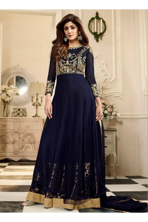 shilpa shetty blue georgette anarkali suit 10012