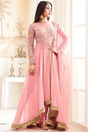 sonal chauhan georgette light pink party wear anarkali 4608