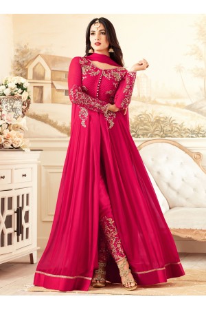 sonal chauhan georgette pink party wear anarkali 4604