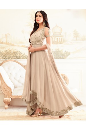 sonal chauhan rangoli beige party wear anarkali 4602