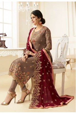 Beige georgette Indian wedding straight cut churidar 10003