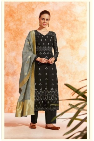 Black dola silk Indian Palazzo salwar kameez K16