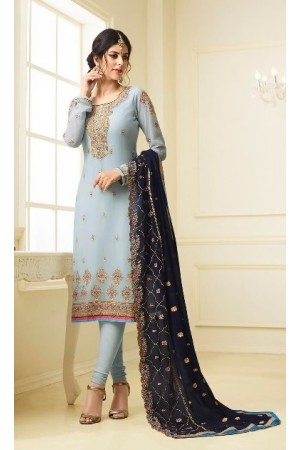 Blue georgette Indian wedding straight cut churidar 10002