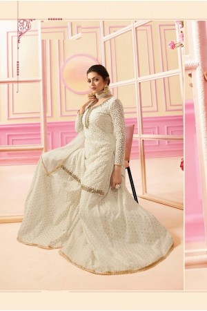 Drashti Dhami White georgette wedding Sharara 2207