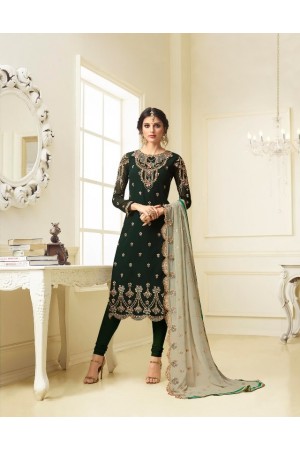 Green georgette Indian wedding straight cut churidar 10001