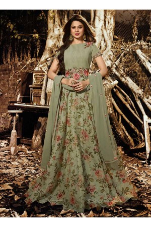 Jennifer Winget Green Indian wedding anarkali 1131