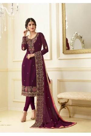 Magenta georgette Indian wedding straight cut churidar 10005