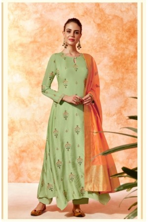 Mint green dola silk Indian Palazzo salwar kameez K14