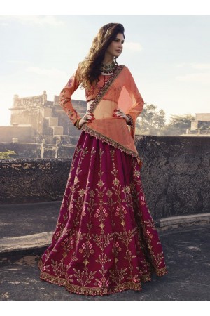 Magenta peach silk Indian wedding lehenga choli 906