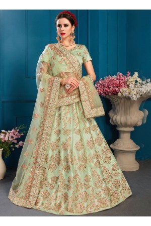 Pista satin silk Indian Wedding Lehenga choli 1701