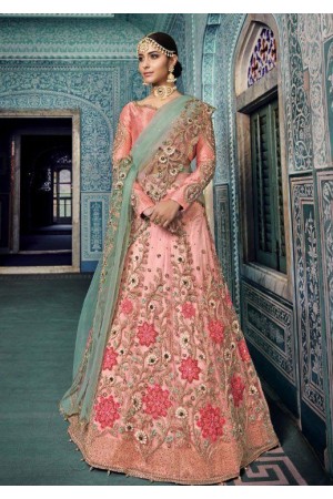 Light pink Silk Indian  wedding lehenga