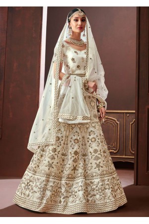 White pure organza silk Indian wedding lehenga