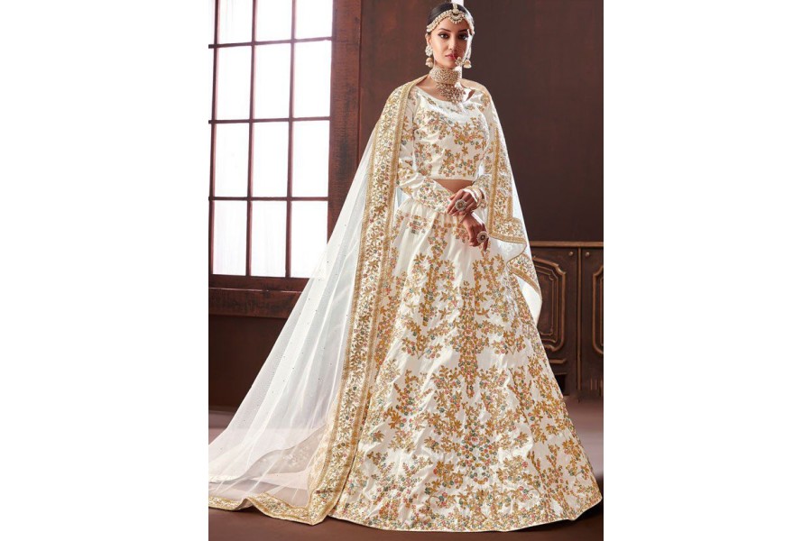 white indian wedding lehenga