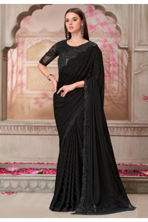 Black georgette saree with blouse 31008