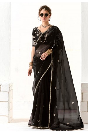 Black organza saree with blouse 2211