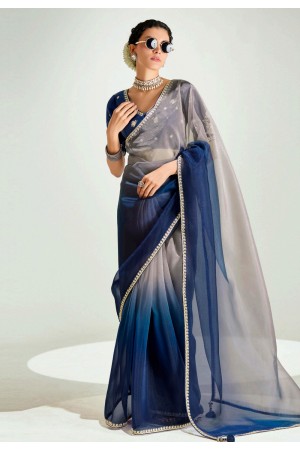 Grey organza saree with blouse 2240