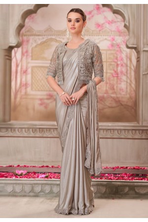 Grey shimmer designer saree 31012