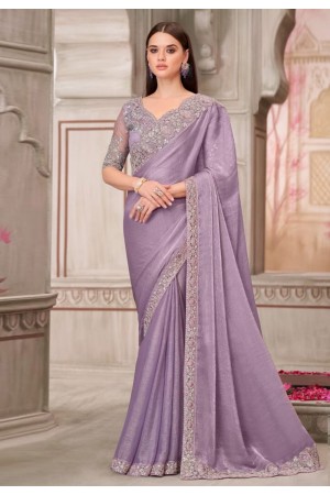 Lavender silk chiffon saree with blouse 31010