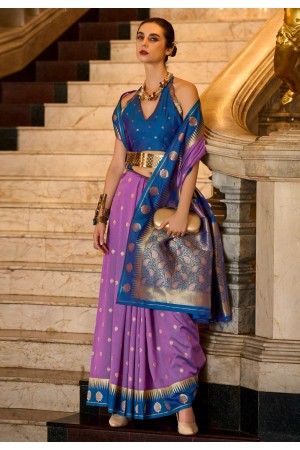 Lavender silk saree with blouse 820006