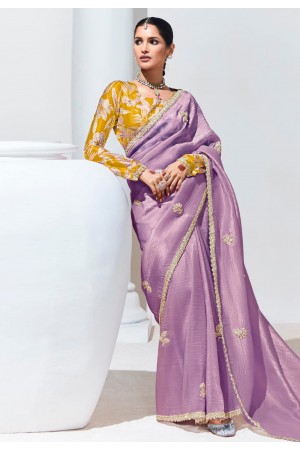 Lavender tissue saree with blouse 2131B