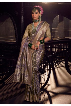 Lavender viscose saree with blouse 6801