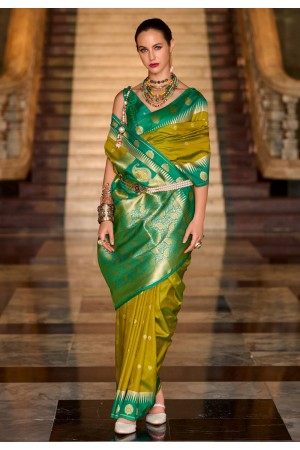 Light green silk saree with blouse 820005