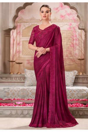 Magenta shimmer saree with blouse 31018