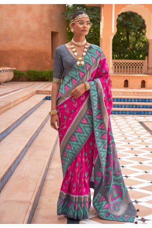 Magenta silk saree with blouse 595
