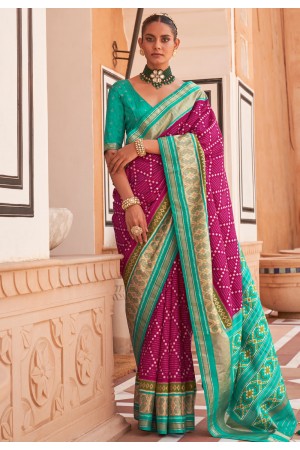 Magenta silk saree with blouse 599
