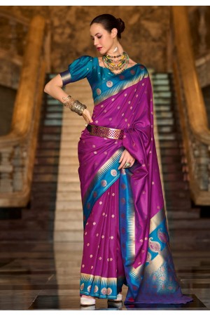 Magenta silk saree with blouse 820002