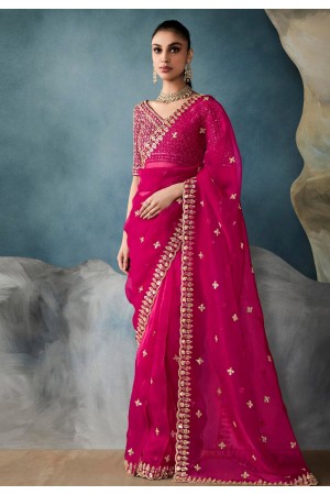 Magenta tissue saree with blouse 5421