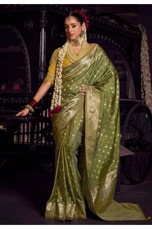 Mehndi viscose saree with blouse 6805