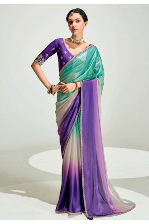 Multicolor organza half n half saree 2243