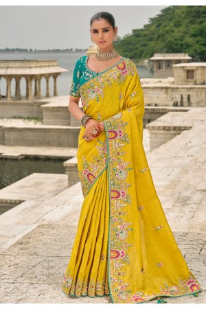 Mustard viscose jacquard saree with blouse 7202