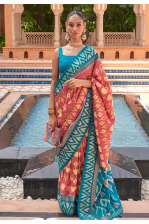 Peach silk saree with blouse 590