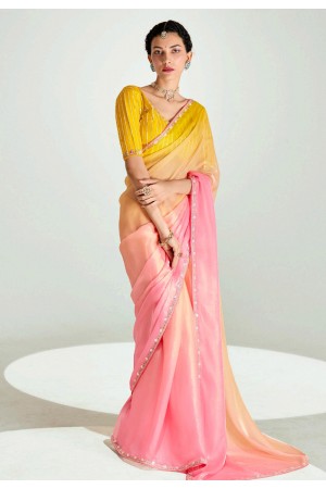 Pink organza half n half saree 2241