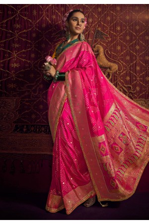Pink viscose saree with blouse 6901