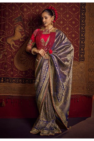 Purple viscose saree with blouse 6905