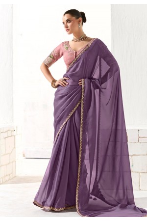 Wine organza saree with blouse 2225